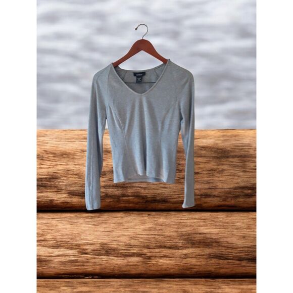 Express Tops - Express Women V-neck Long Sleeves Basic Grey Top Size S